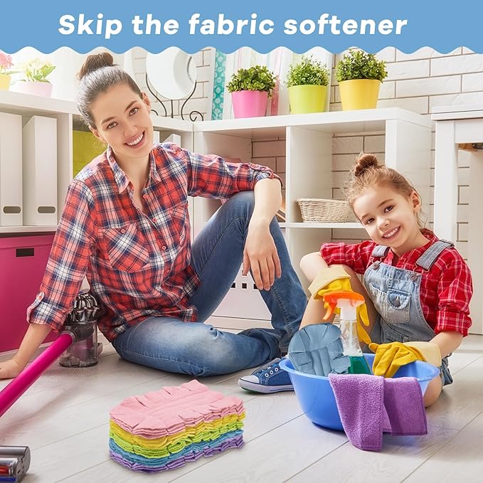 Zubebe 20 Pcs Duster Refill Reusable Fleece Duster Refills Feather Flat Dusters Multi Surface Washable Cleaning Pads Tools for Home, Blinds, Car, Pet, Furniture, Fans (Rainbow Colors)