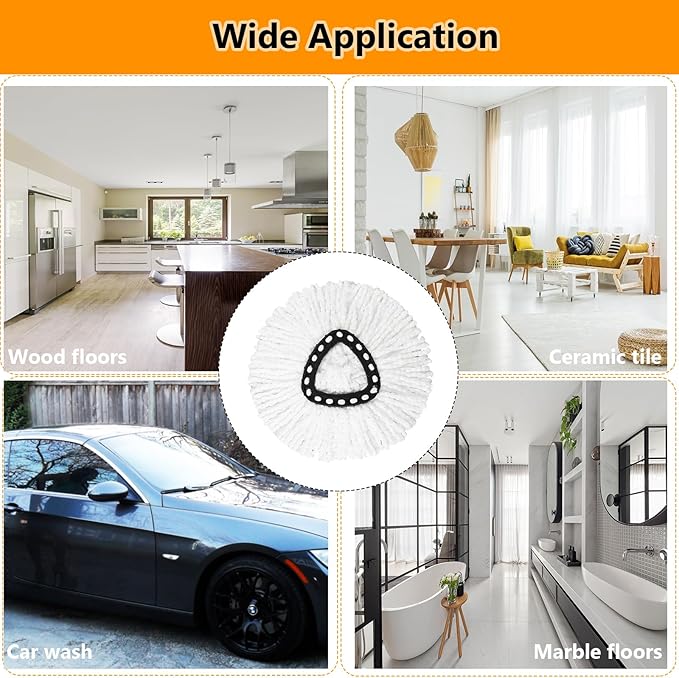 12Pack Spin Mop Replacement Heads for O Cedar, 100% Microfiber Mop Head Replacement Fits Triangle Mop Replace, Easywring 1-Tank System, 360 Degree Spin Refill for Easy House Cleaning Floor Mopping