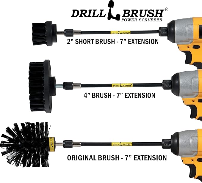 Drillbrush - Drill Scrub Brush Attachment - Brush Hard Cleaning - Grill Brush and Cleaner - Powered Grill Brush - Cleaning Tools - Drill Brush Bathroom Cleaner Pads - Bathroom Shower Cleaner