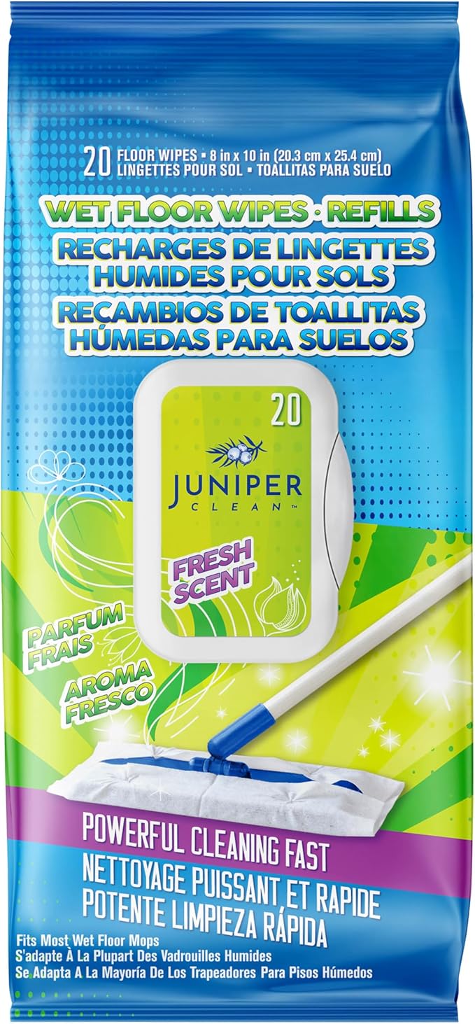 Wet Floor Wipes, Multi Surface Floor Cleaner Wet Mop Pads Fit Swiffer Sweeper Mop, Fresh Scent & Plant-Based Textured Cloth Trap Absorb Dirt, 20 Count (Pack of 8)