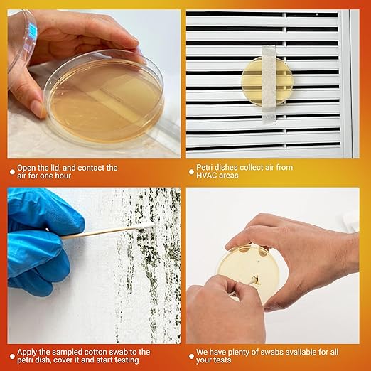 Mold Test Kit for Home Air Quality 10PCS - Mold Toxicity Test for HVAC, at Home Mold Test Kit, Mold Detector for Home Air Quality - Black Mold Testing Kit Air with Guide and Lab Support