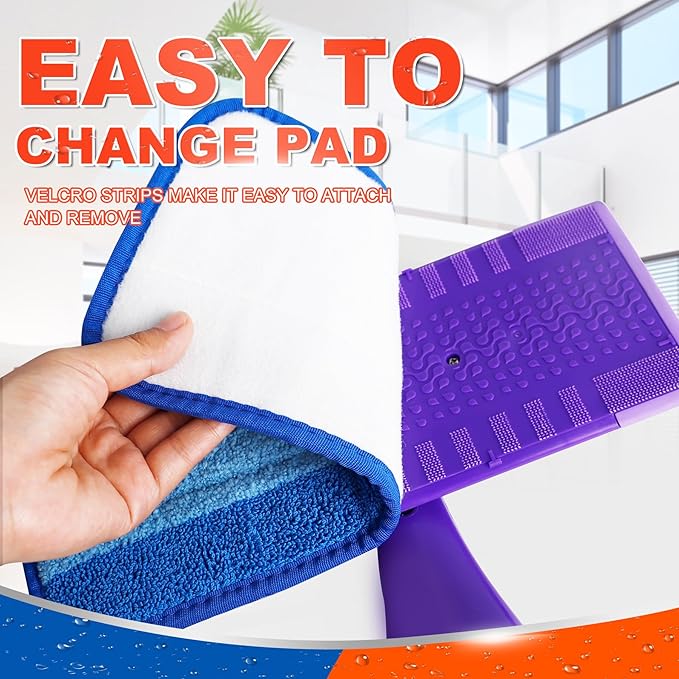 DR DAPPER Reusable Wet Jet Pads Compatible with Swiffer WetJet Mop, 4 Pack Wet Jet Refills, Reusable Wet Pads, Microfiber Mop Pad Refills for Floor Mopping and Cleaning, Wet & Dry Use Refills, Blue