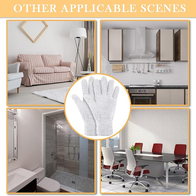 Patelai 3 Pairs Microfiber Plant Dusting Gloves Leaf Cleaning Gloves for Indoor Plants, Blinds, Furniture, House(Large,White)