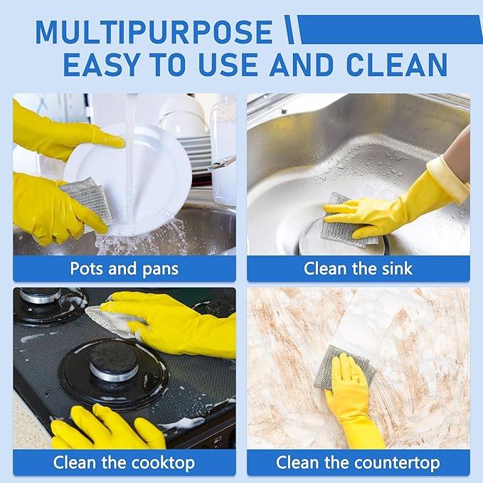 20pcs Set Non-Scratch Steel Wool Dishcloth - Multi-Use Kitchen Scrubbers, Durable Cleaning Pads for Wet & Dry Use White