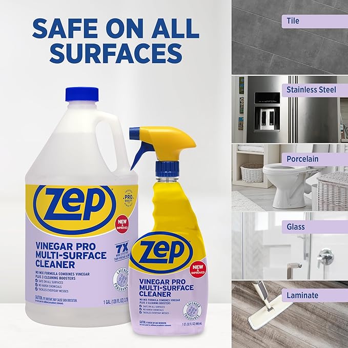 Zep All-Purpose Cleaner With Vinegar - 1 Gallon (Case of 4) R48410 - Gentle for Everyday Use