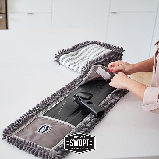 SWOPT 24” Microfiber Dust Mop Refill – Microfiber Cleaning Pads for Use on Wood, Laminate, Tile – Interchangeable with All SWOPT Cleaning Products for More Efficient Cleaning and Storage