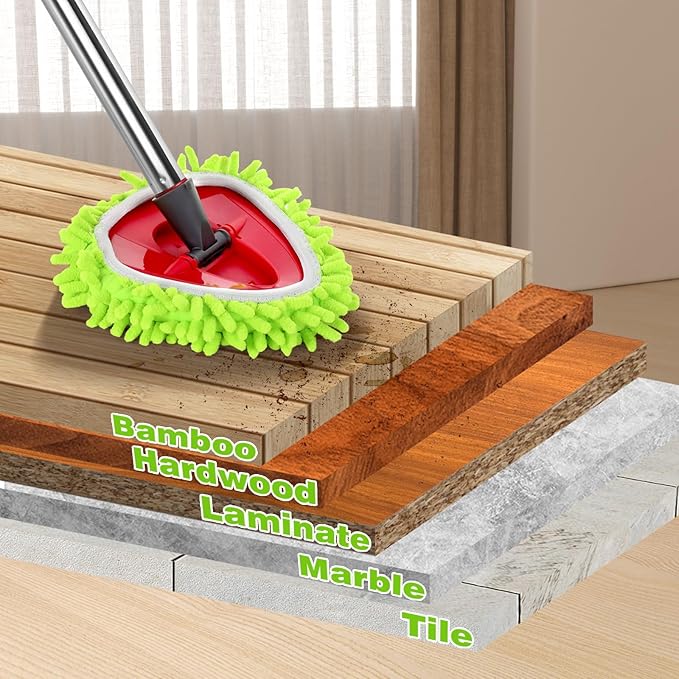 4 Pcs Spin Mop Heads Replacements & 1 Base Set for Ocedar Rinseclean 2-Tank System,Machine Washable Chenille Mop Replacement,Easy Cleaning for Bathroom,Kitchen,Tub