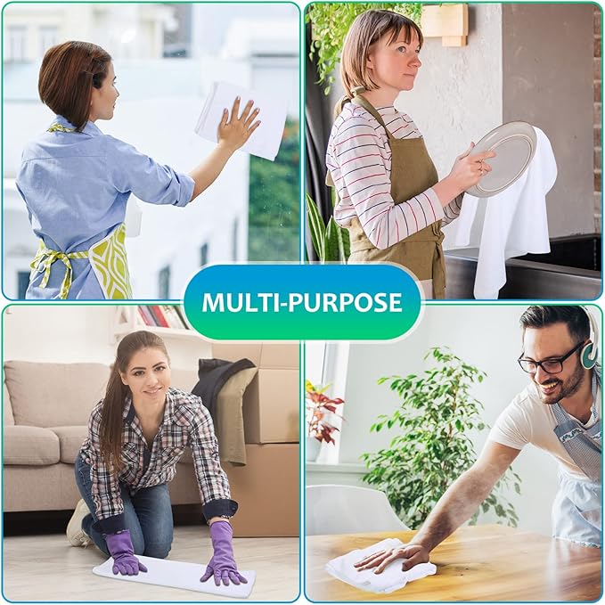 Newwiee 3 Pcs Extra Large Microfiber Cleaning Cloth 30" x 20" Washable Reusable Microfiber Towel Streak Free Lint Free Cloth for Cleaning Home Glass Office Window Bathrooms (White)