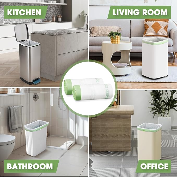 Trash Bags 8 Gallon Tall Kitchen Trash Bags,Garbage Bags 8 Gallon Tall Kitchen90 Count Suitable for Kitchen, Office, Bedroom, Living Room, Gardens