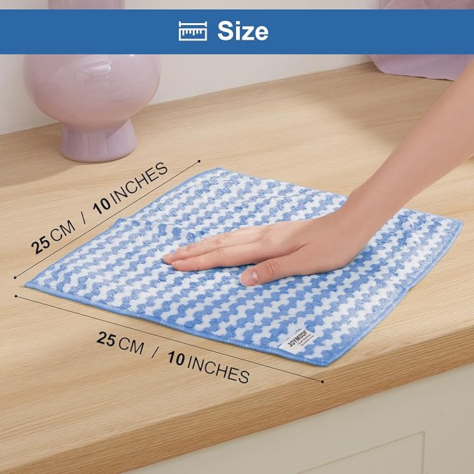 JOYMOOP Microfiber Cleaning Cloths – 18 Pack, 10" x 10", Blue – Reusable, Lint-Free, Super Absorbent Towels for Kitchen, Car, and Household Cleaning