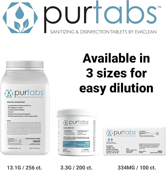 13.1G Sporicidal NaDCC Tablet Disinfectant - Multipurpose, Concentrated Dissolving Tabs for Bulk Solution, Use with Protexus Handheld Electrostatic Sprayers for Cleaning and Disinfecting