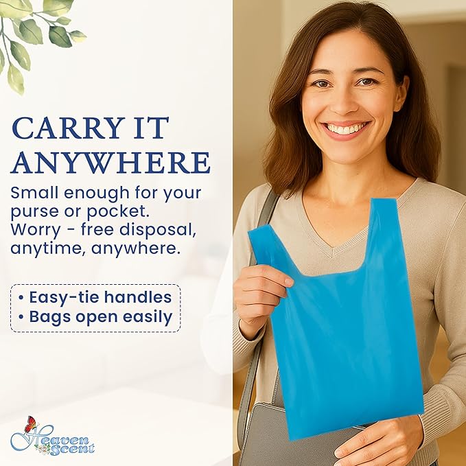 Heaven Scent Hygiene Bags 1.5MIL ULTRA-THICK Discreet Waste Disposal | MADE IN THE USA | Mild Baby Powder Scented Trash Bags for Adult Briefs & Feminine Products - Small, 50 Bags