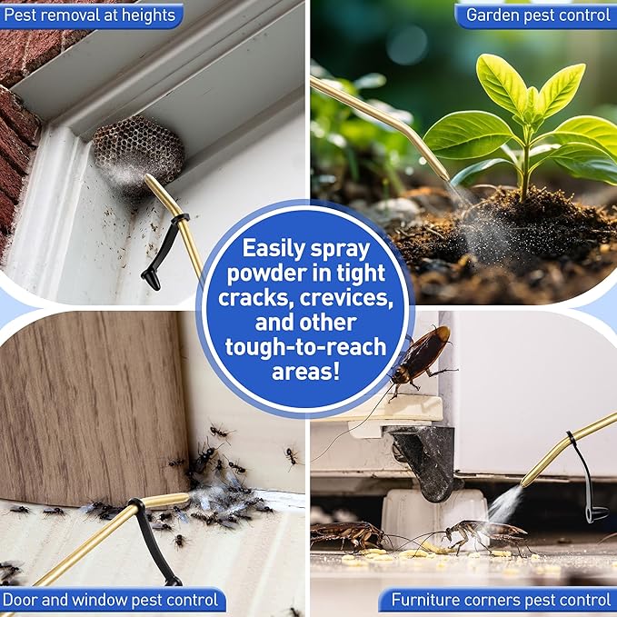 Diatomaceous Earth Powder Duster, Garden Powder Applicator Dispenser with Long Metal Tube, Bulb Duster Sprayer Insect Duster for Home Powder for Organic Gardening Agricultural Supply 2 Pack (Blue)