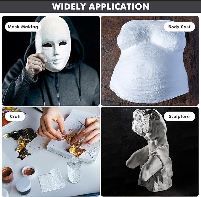 20 Pack Plaster Cloth Gauze Bandage Rolls for Art Craft Project Each Roll 5 Yards Plaster Strip Gauze Wrap Bulk for Body Casts Belly Molds Mask Making Sculptures(6 x 180 Inch)