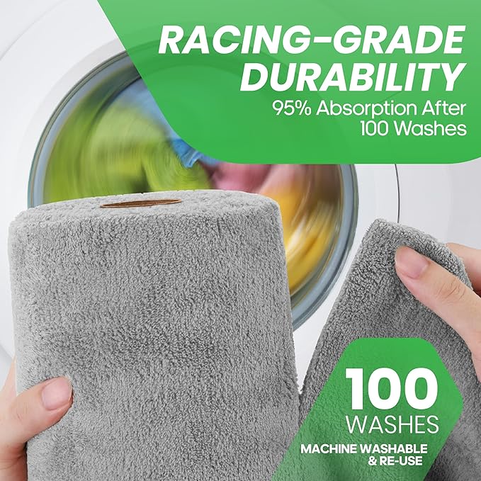 Fantasticlean Microfiber Towels for Cars, Tear Away Car Detailing Cloth Roll, RV Boat Drying Polishing, Edgeless Plush, Coral Fleece, Ultra Absorbent, Scratch-Free, 14" x 14", 20 Pack (Grey)