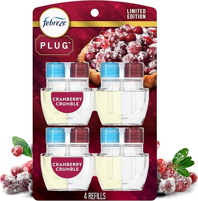 Febreze Plug In Air Freshener Scented Oil Refill Cranberry Crumble, 4ct