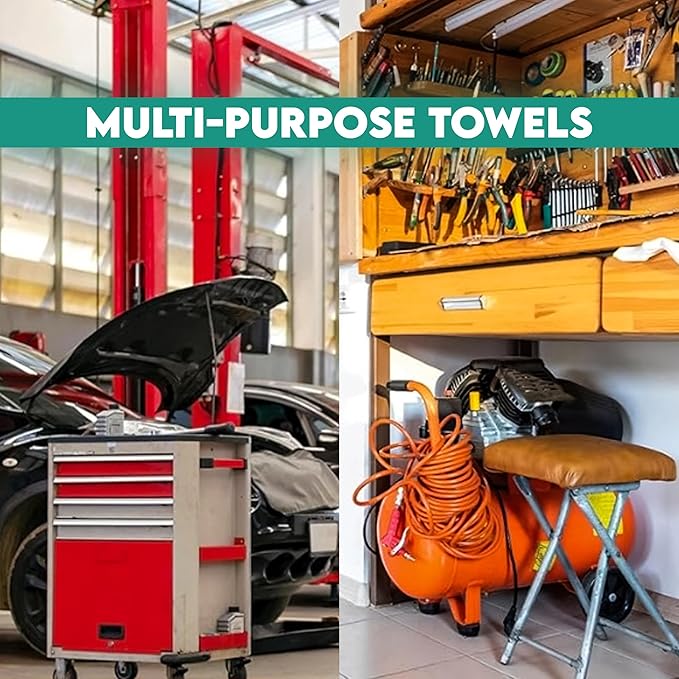 ZUPERIA Cotton Shop Towel – Multipurpose Cleaning Cloths (14" x 12" - Pack of 150 - Red) Reusable Shop Rags for Automobiles, Industrial, Restaurants, Garage, and Homes