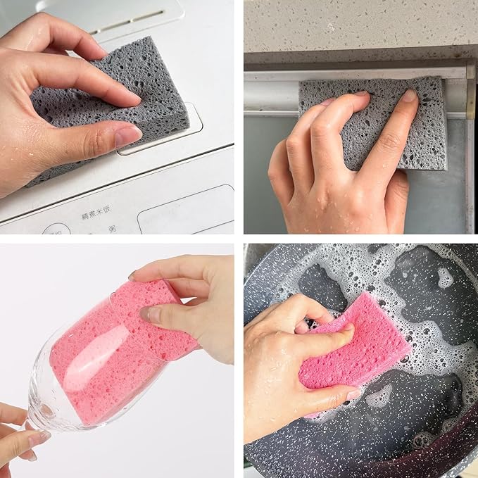 48Pcs Kitchen Sponges- Compressed Cellulose Sponges Natural Dish Sponge for Kitchen Bathroom Cars, Highly Absorbent
