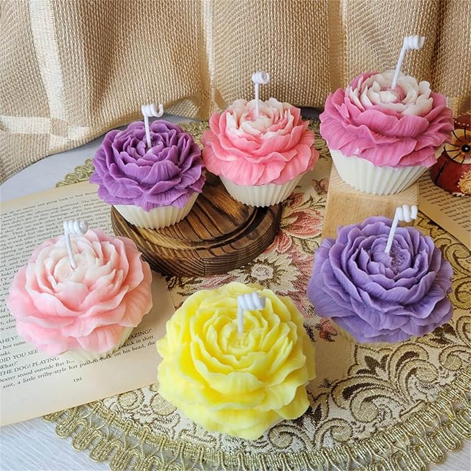 Peony Flower Candle Silicone Mold Soap Mold Fondant Chocolate Cake Candy Moulds Epoxy Resin Plaster Clay Baking Pastry Tools