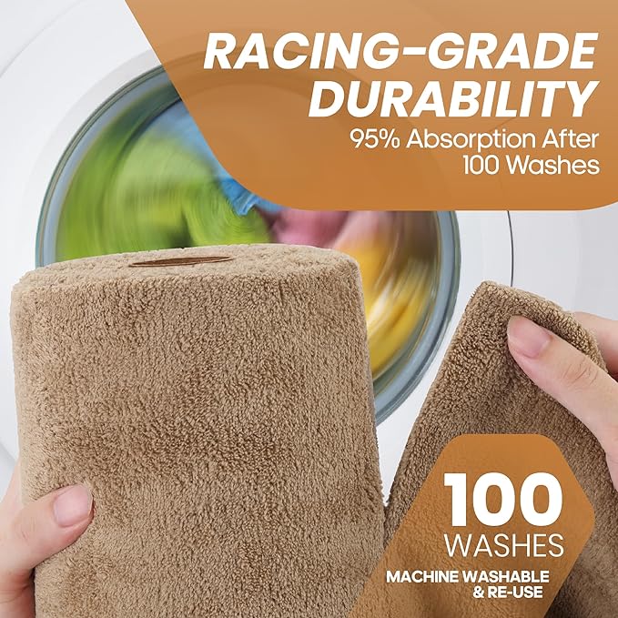 Fantasticlean Microfiber Towels for Cars, Tear Away Car Detailing Cloth Roll, RV Boat Drying Polishing, Edgeless Plush, Coral Fleece, Ultra Absorbent, Scratch-Free, 14" x 14", 20 Pack (Tan)