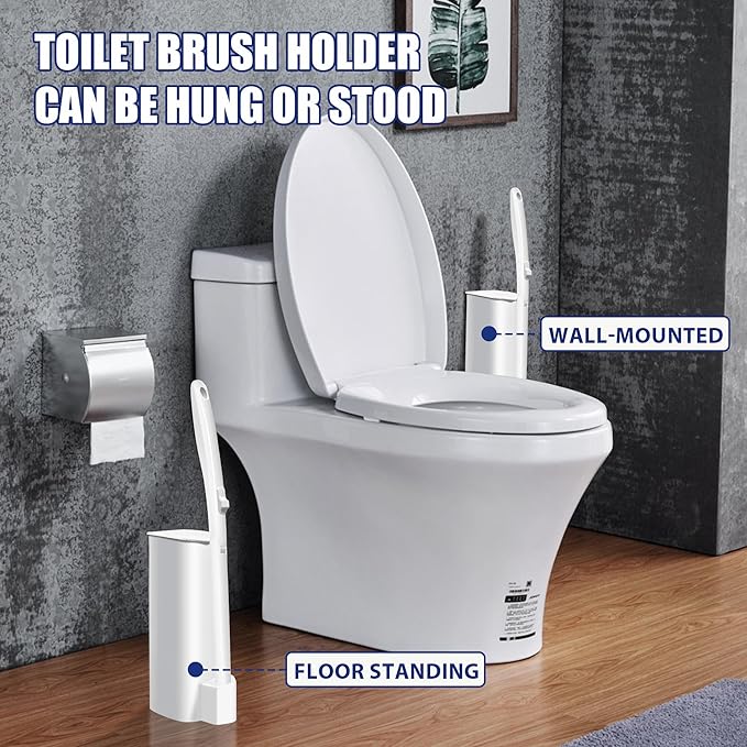 Disposable Toilet Brush with 30 Brush Heads, 3-in-1 Toilet Cleaning System Set-1 Ergonomic Toliet Wand, 1 Compact Holder, 30 Pre-Filled Cleaning Solution Refills for Deep Scrub Toilet. 1 Pack.