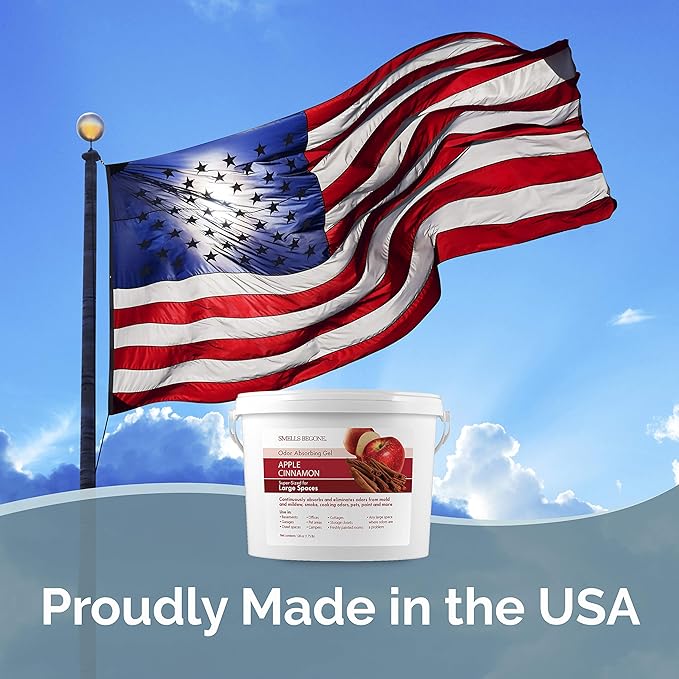 SMELLS BEGONE 1-Gallon Odor Absorber Gel - Air Freshener & Odor Eliminator for Homes, Garages & Commercial Buildings - Industrial Size - Apple Cinnamon Scent