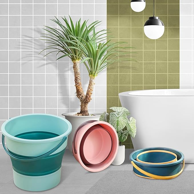 Collapsible Bucket 3PCS 1.3 Gallon/5L Small Plastic Household Cleaning Mop Buckets Foldable Water Bucket for Car Wash Fishing Camping Beach (3PCS)