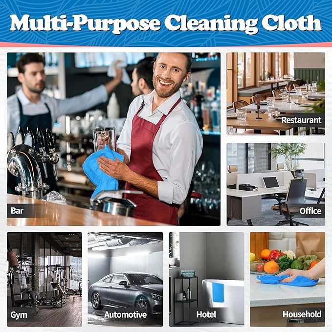 FIXSMITH Shop Towels, Microfiber Cleaning Cloth Bulk, 200 Pack Microfiber Towels for Cars, All-Purpose Absorbent Cleaning Rags, Dust Cloth for Automotive, Mechanic, Garage, Bar, 11.5 x 11.5 inch