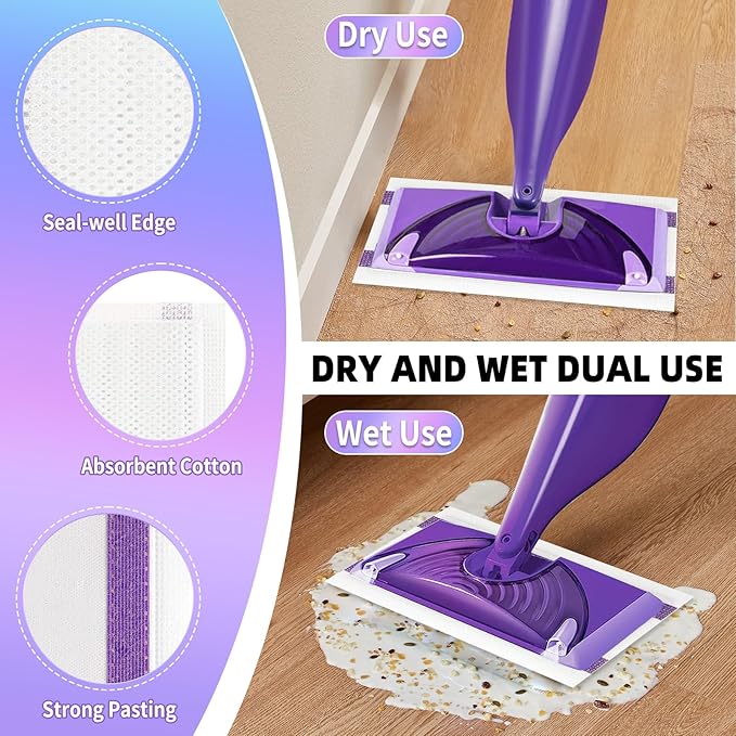 40 Count Mopping Pad for Wet Jet Mop Disposable Wetjet Pads Refills Replacement for Wet Pads Refill Compatible with Wet Jet Pads Thickness & Absorbent for Household Multi-Surface