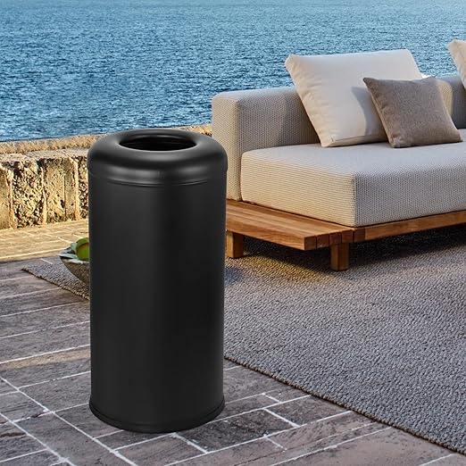 BEAMNOVA Commercial Trash Can 16.5 Gal Open Top Black Outdoor Indoor Garbage Enclosure Inner with Lid Inside Bucket 15 * 30.7 inch Stainless Steel Industrial Waste Container