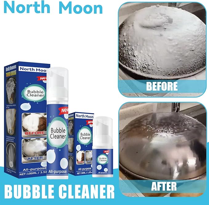 Bubble Cleaner Foaming Heavy Oil Stain Cleaner, All Purpose Bubble Cleaner Kitchen Deep Cleaning Spray, All-purpose Rinse-free Cleaning Spray, Stubborn Grease & Grime Remover 100ML/1P(3P)