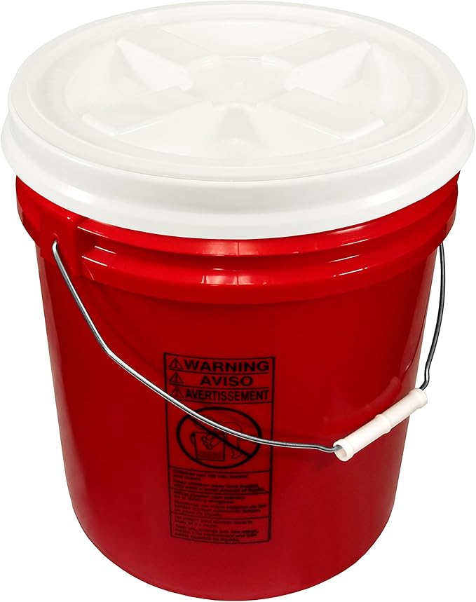 Red 5 Gallon 90 mil Bucket with Gamma Seal Lid (White)