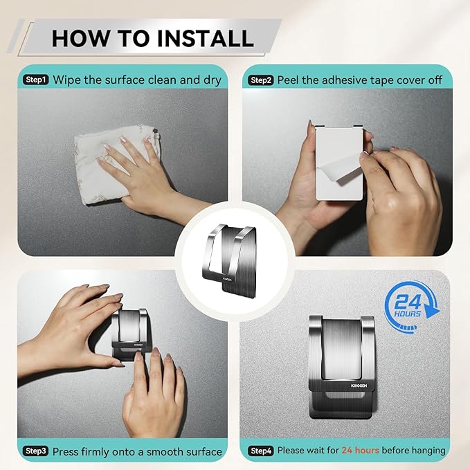 KIHOGEM Spray Bottle Hanger, Adhesive Spray Bottle Hook Stainless Steel Spray Bottle Holder Wall Mount Non Drilling for Cabinet, Kitchen or Under Sink (4pcs)