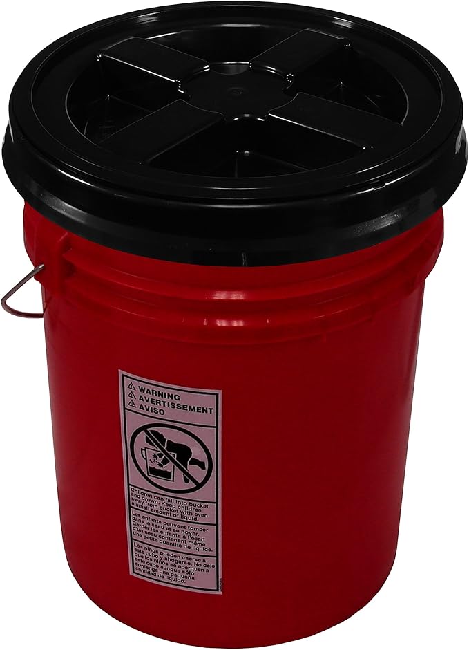 Red 5 Gallon 90 mil Bucket with Gamma Seal Lid (Black)