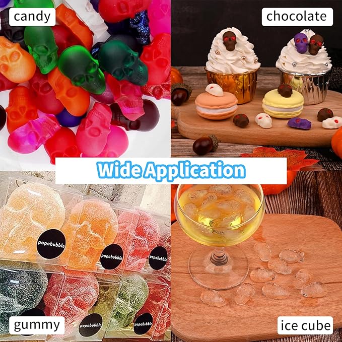 Skull Silicone Molds, 2 Pack 40 Cavities Chocolate Mold, Candy Mold with 1 Droppers,