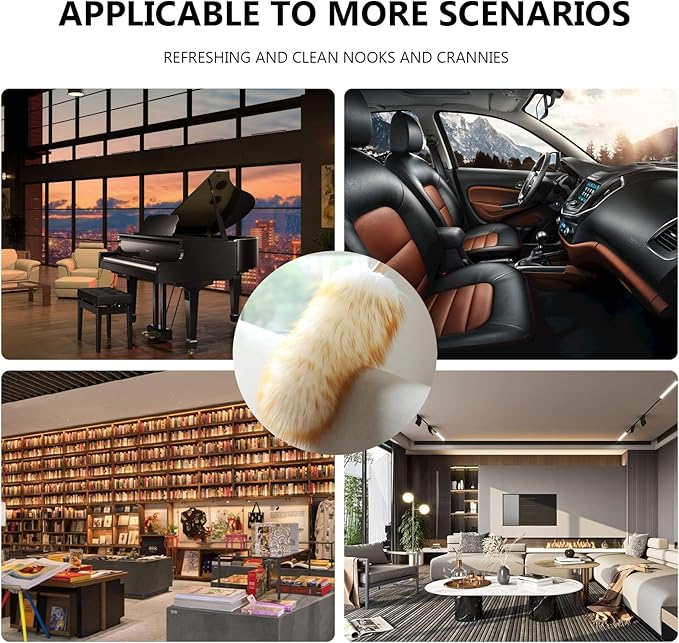 Lambs Wool Duster for Cleaning Window Blinds Computer Furniture TV Computer Screens Bookshelves Solid Wooden Handle Natural Feather Duster,26'', Pink