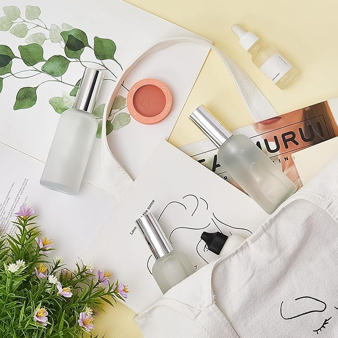 Tessco for you 20 Pcs 3.4 oz/100 ml Glass Spray Bottles Empty Perfume Atomizer Refillable Clear Decorative Empty Bottles with Fine Mist Sprayer Pump for Face Body Travel (Silver)