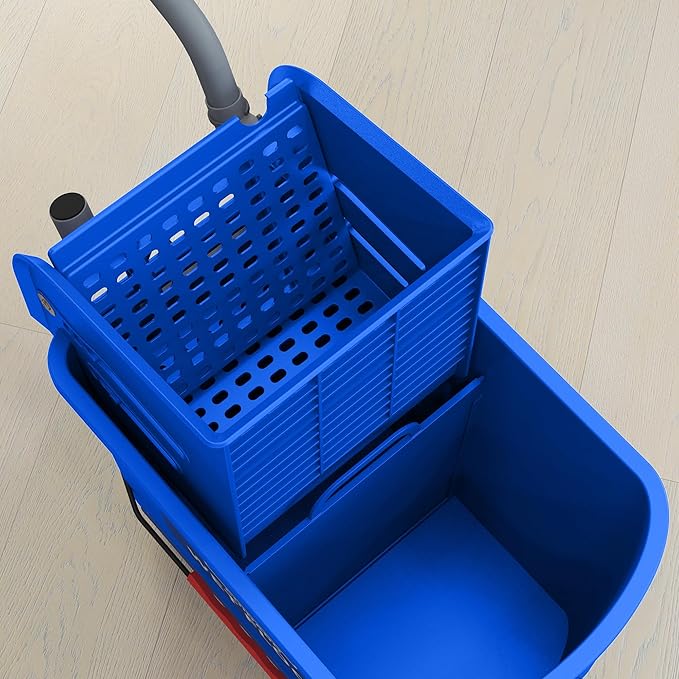 HOMCOM Compact Mop Bucket with Wringer on Wheels for Floor Cleaning, 21 Quart, Separate Dirty and Clean Water, for Home, Apartment, Blue