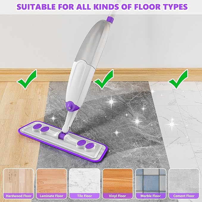 TINA&TONY Spray Mop for Floor Cleaning: Wet Dry Mop with Microfiber Washable Reusable Pads for Household Kitchen Hardwood Vinyl Floors