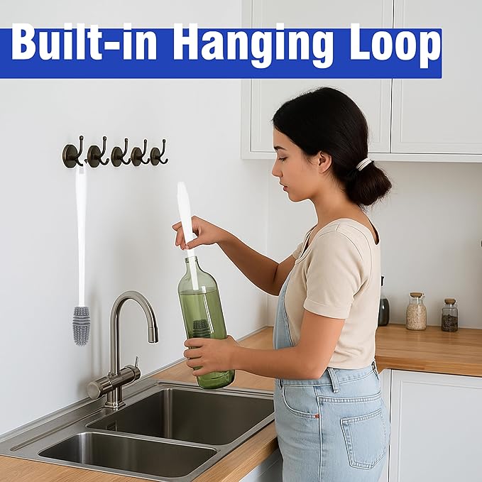 PHYEX 2 Packs Long Handle Bottle Brushes, Water Bottle Cleaner for Washing Narrow Neck/Mouth Bottle