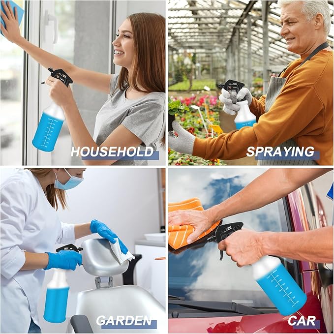 10 Pack Spray Bottles 16 oz Empty Water Spray Bottles for Cleaning Heavy Duty Refillable Squirt Container with Measurements Adjustable Nozzle for Household(Black,Stylish Style)