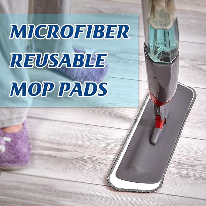 40 Pack Microfiber Cleaning Pads Machine Washable Replacement Head for Wet/Dry Mops Flat Reusable Household Replacement Mop Pad for Hardwood Floor Cleaning Scrubbing Fit Most Mops (Gray)