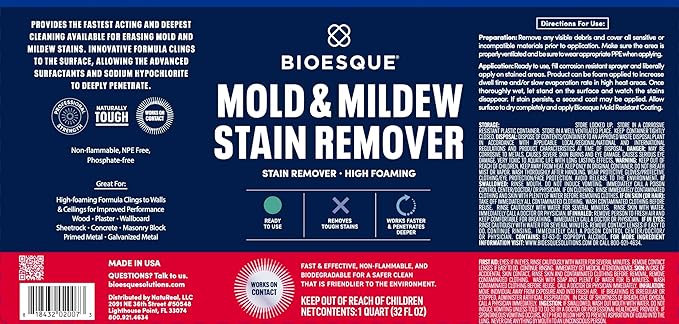 Bioesque Mold & Mildew Stain Remover, 1 Gallon (Pack of 4)