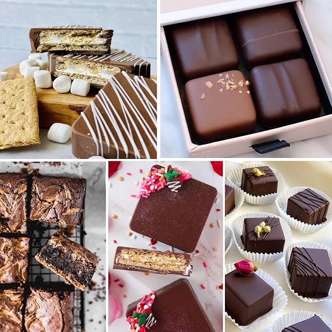 Sidosir 3Pcs Chocolate Covered Cookie S'mores Molds Silicone, 6-Cavity Square Caramel Silicone Molds for Fat Bombs, Chocolate Truffles Mold for Hard Candy, Ice Cube