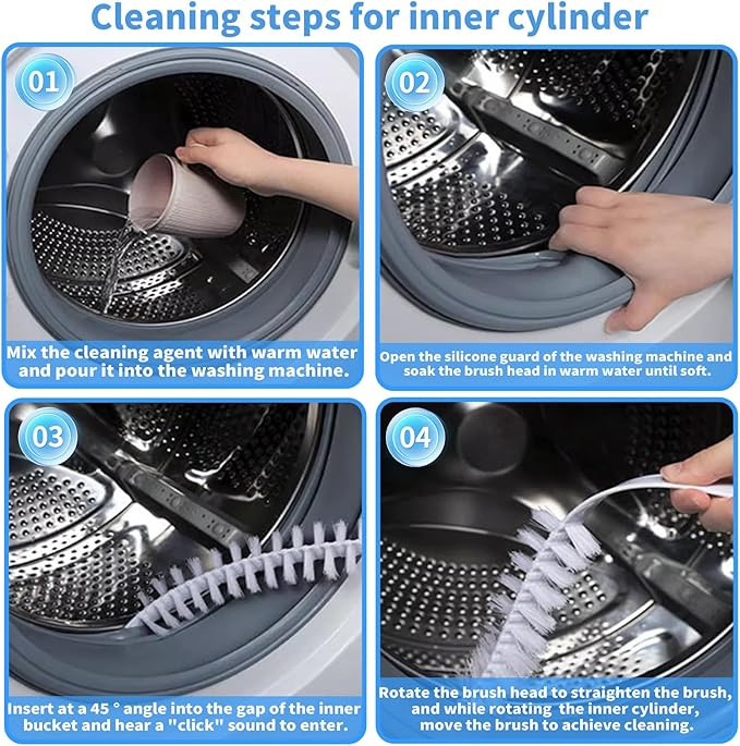 Washing Machine Crevice Cleaning Brush, 7 Pcs Cleaning Supplies Tools,Front Load Washer Machine Cleaner Accessories, 2 Pcs Drum Laundry Cleaner Brush and 5 Pcs Hard Brushes Crevice Parts Washer Brush