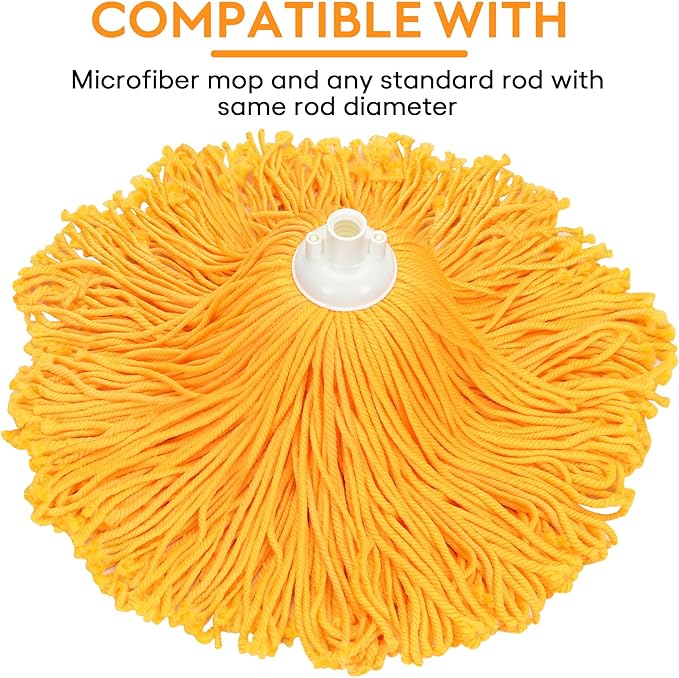 Matthew Microfiber Mop Replacement Compatible with Microfiber Cloth Mop Refill,Stainless Steel Spin Mop Replacement 54" Handle with Wet Mop for Floor Cleaning (2 Mop Heads w/1 Handle)-Orange