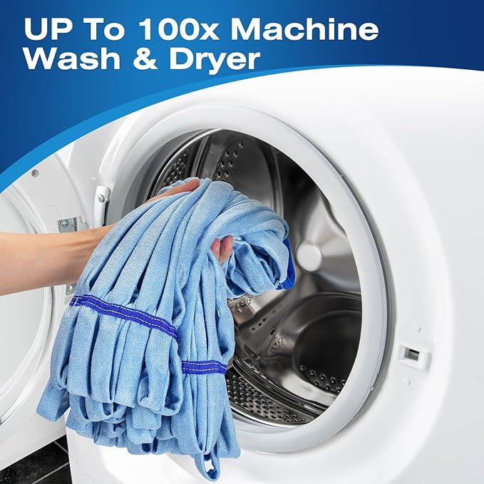 Matthew Cleaning Microfiber Tube Mop(Large,Blue,6Pack) Heavy Duty Mop Head Replacement,Excellent Absorbency,Premium launderability,Reusable,Loop end for Home,Commercial&Industrial Use