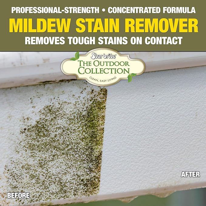 STAR BRITE Outdoor Collection All Surface Mold Stain & Mildew Stain Remover Spray - Cleans & Removes Stains on Contact - 32 OZ Spray (054432)