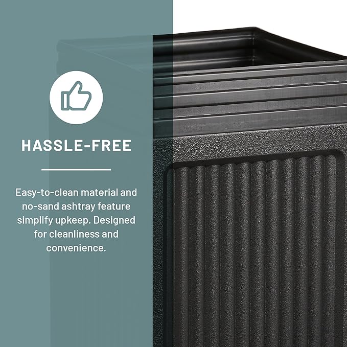 Safco Canmeleon Trash Can, 30 Gallons, Indoor and Outdoor Use, Durable & Weather-Resistant Commercial Garbage Can with Ashtray, Black