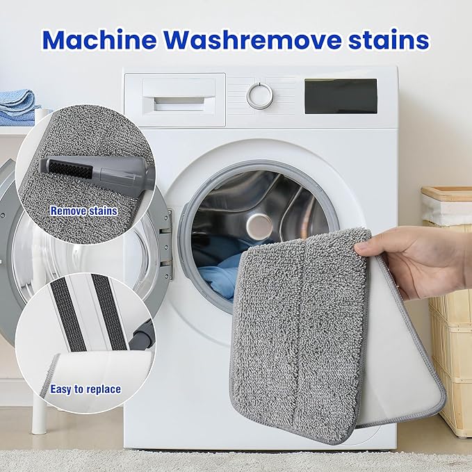 Microfiber Flat Mops for Floor Cleaning, Wet Dry and Dust Mop with 4 Reusable Washable Pads, Bathroom Kitchen Mop with Long Stainless Steel Handle for Laminate Hardwood Wooden Wall Vinyl Tile